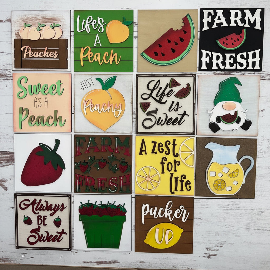 Summer Fruit Interchangeable Tile Collection:  (Individual Tiles $10/each)