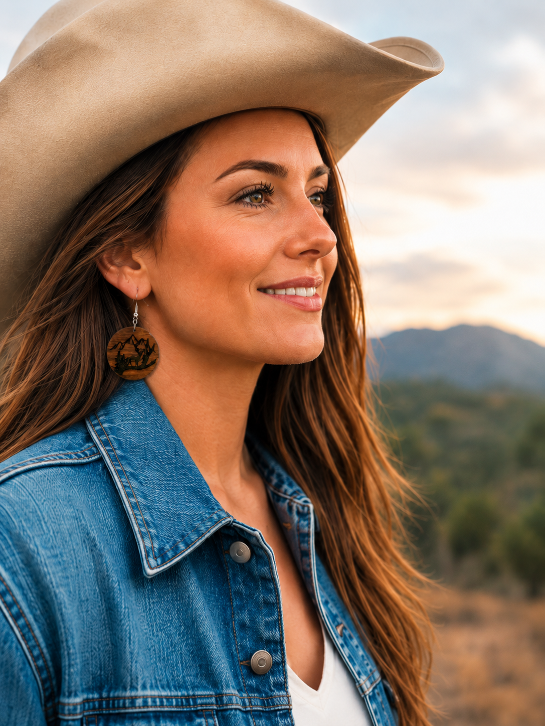 Elk Mountain Scene Round earrings