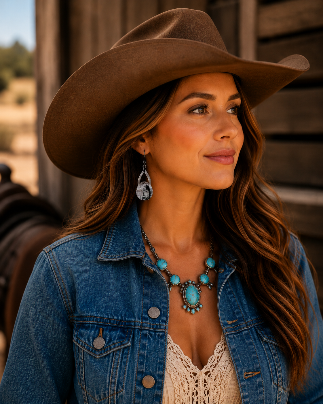 Cowgirl Barnwood dangle earrings