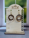 Interlocked wood round dangle earrings