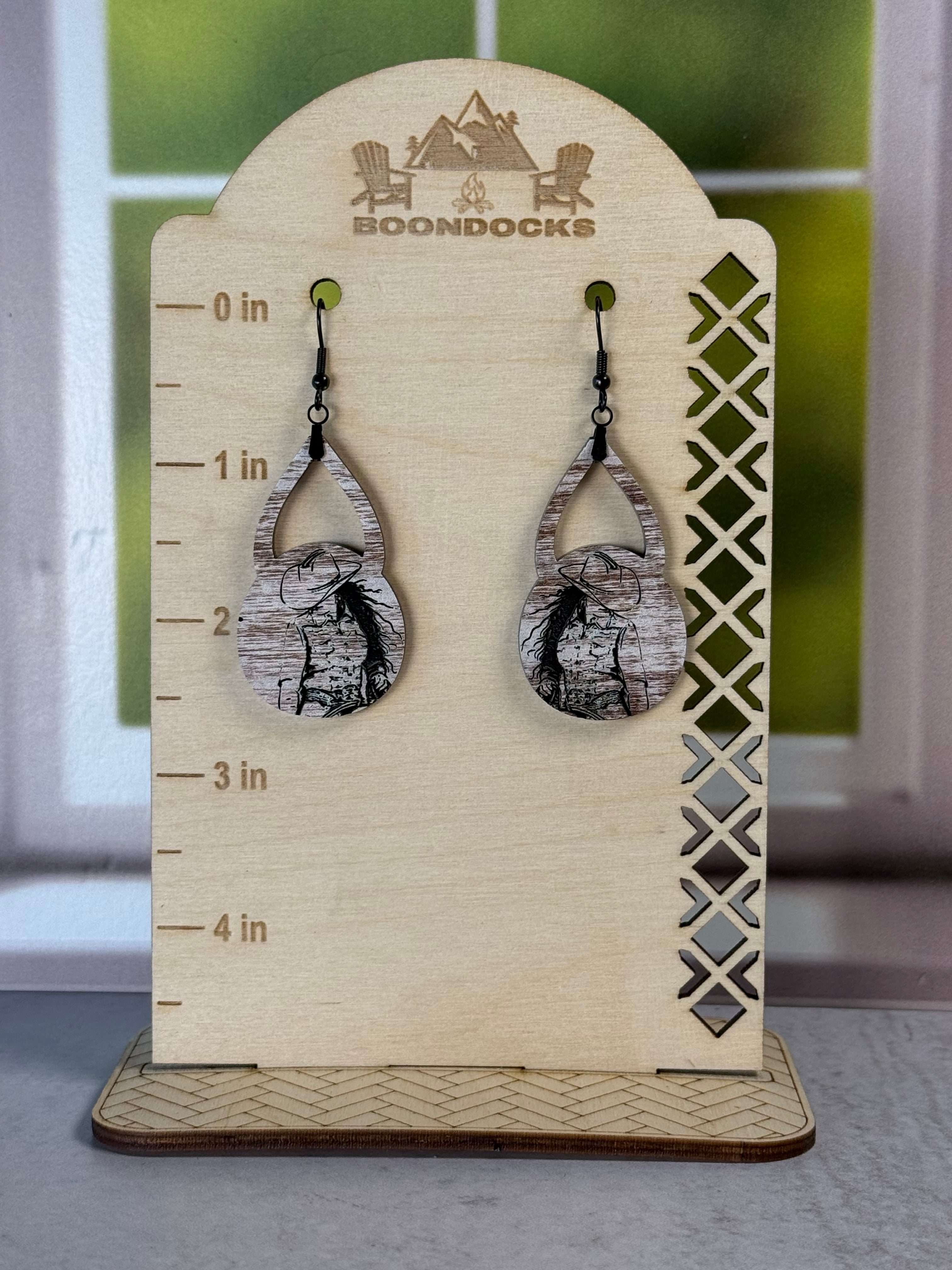Cowgirl Barnwood dangle earrings