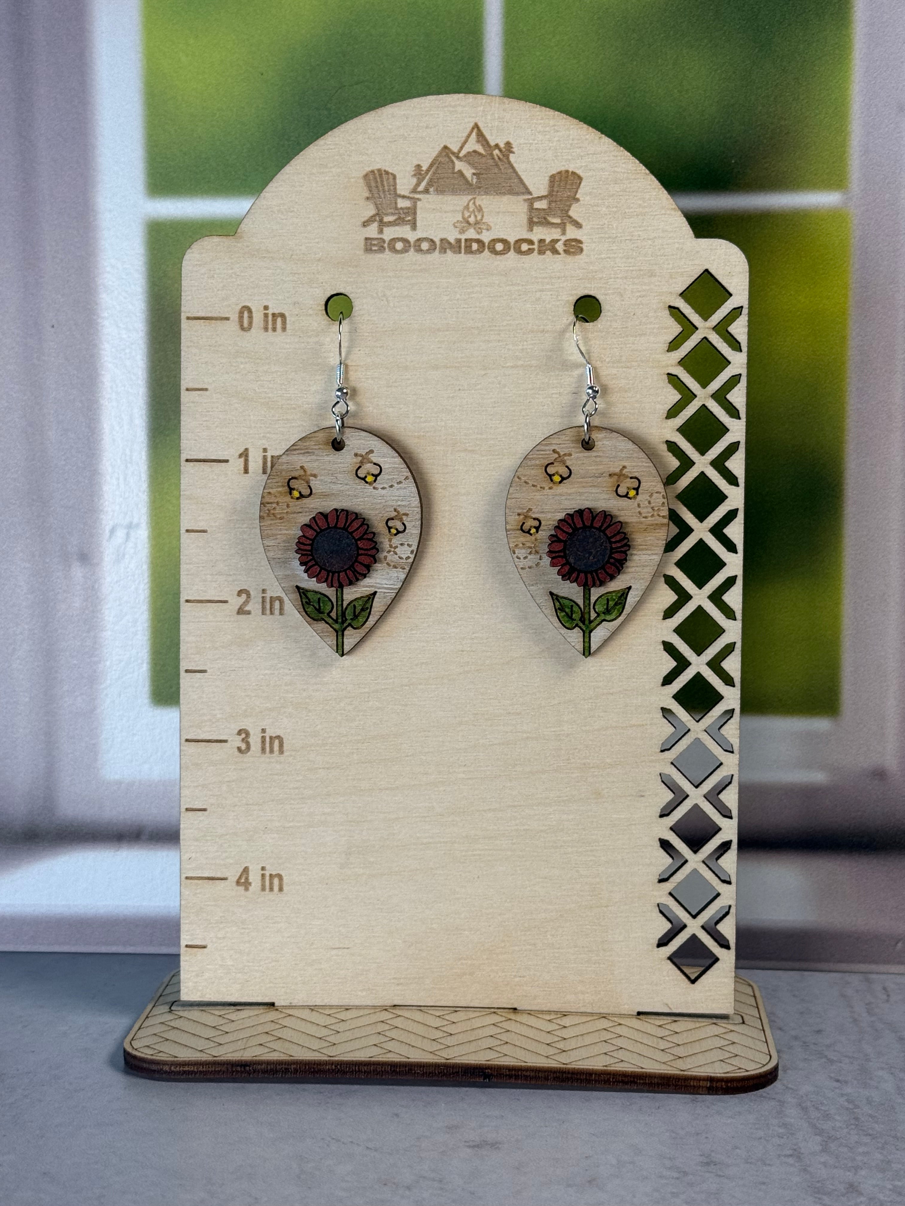 Bees w/sunflower dangle earrings