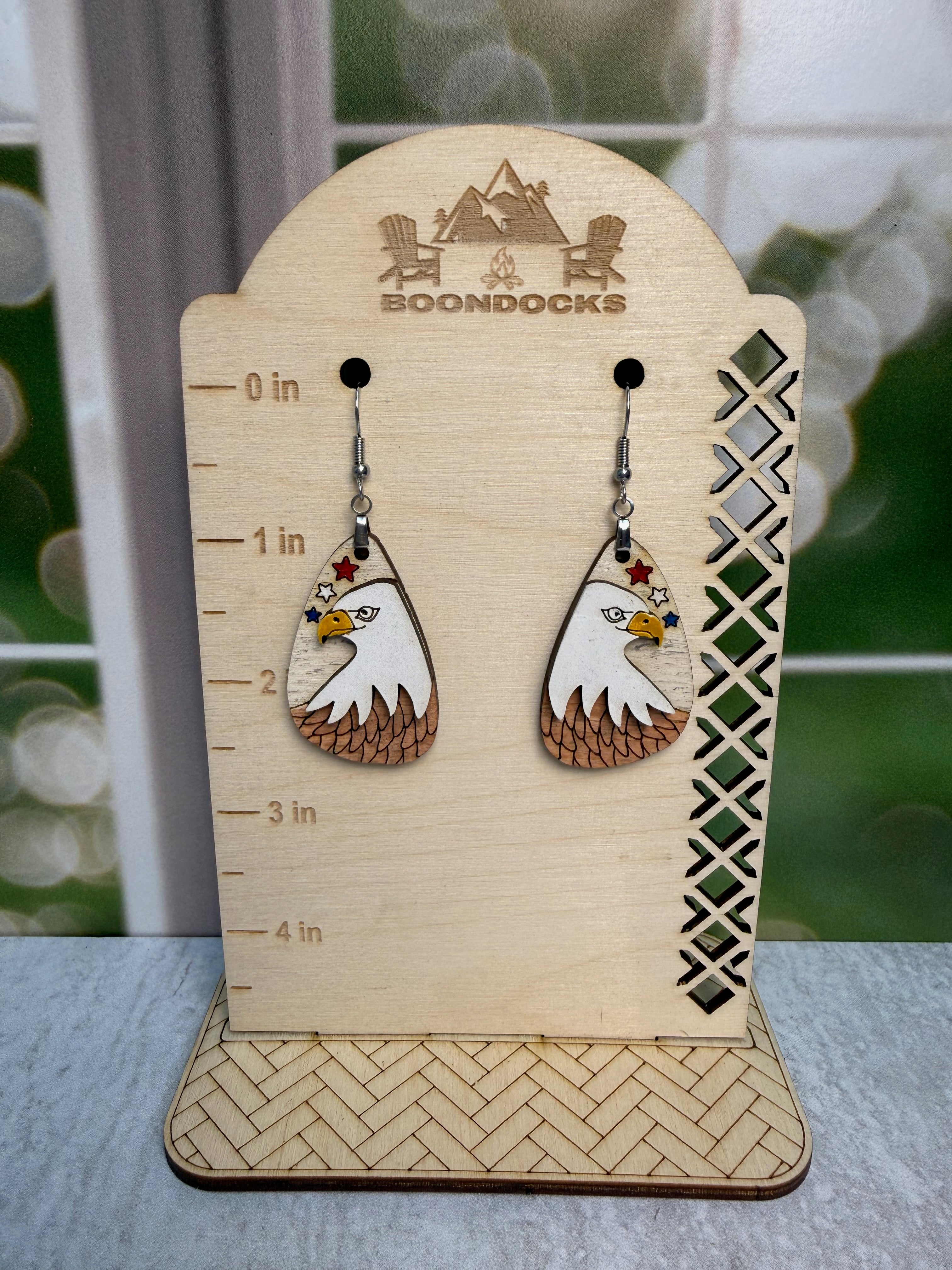 Handcrafted patriotic eagle dangle earrings — Boondocks LLC American western jewelry