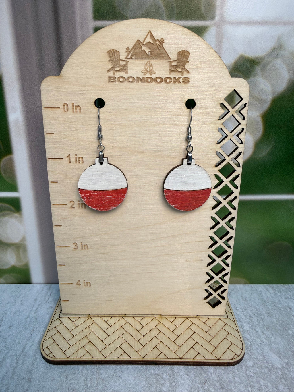 Handcrafted fishing bobber earrings — Boondocks LLC outdoor western jewelry