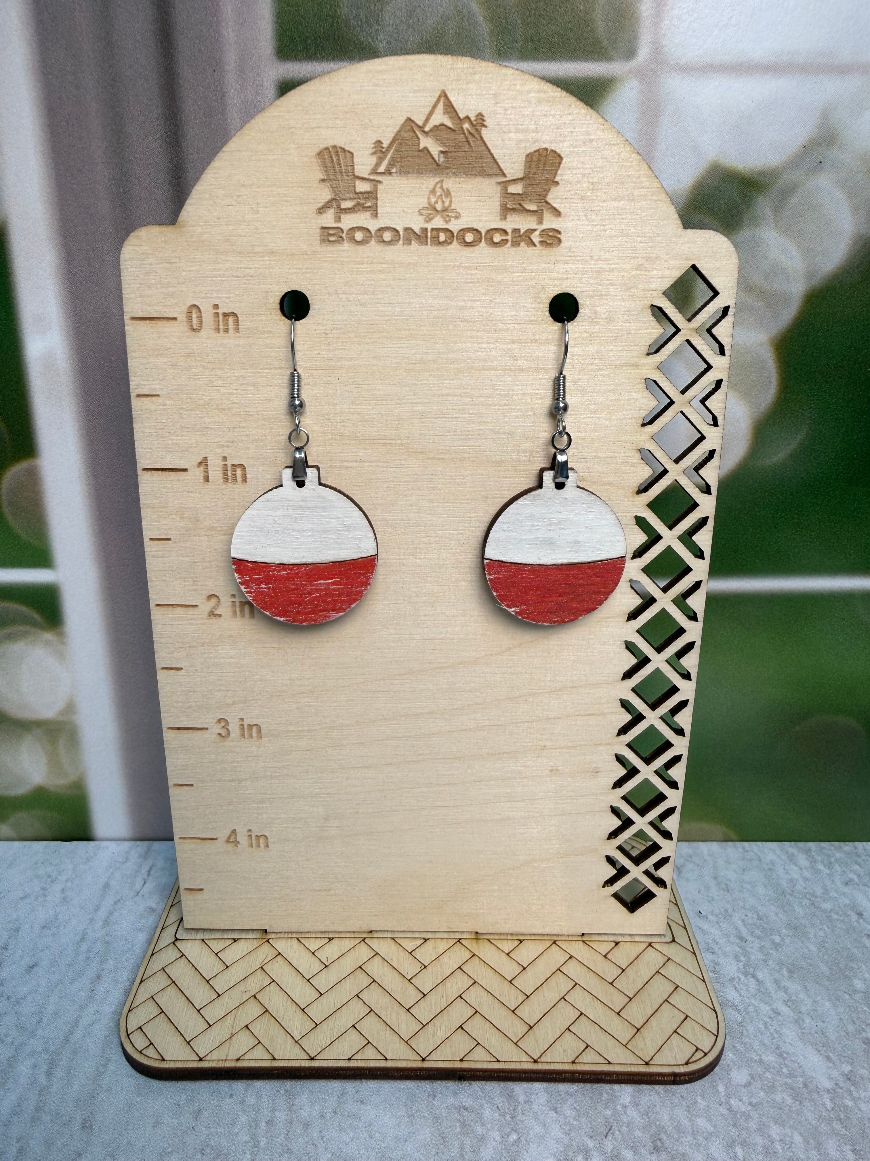 Handcrafted fishing bobber earrings — Boondocks LLC outdoor western jewelry