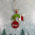 Personalized Grinch Hand Ornament