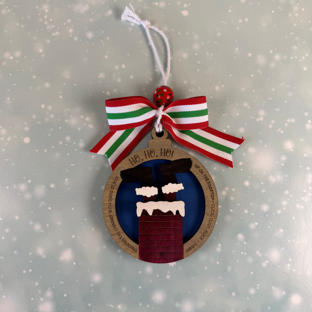 Up On the Rooftop Santa Ornament