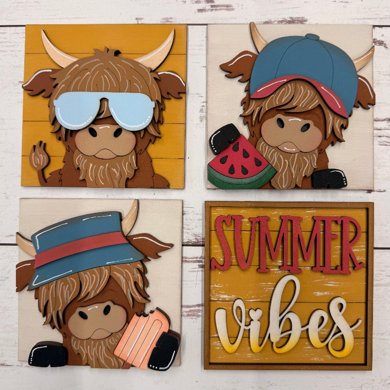 ☀️ Summer Highland Cow Interchangeable Tile Collection:  Single Tiles ($10/ea)