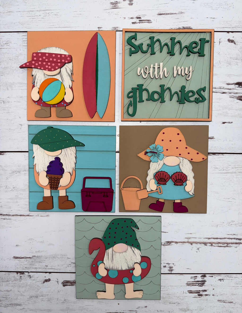 Summer Gnome Interchangeable Tile Collection:  (Individual Tiles $10/each)